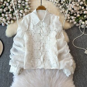 宫廷风格浮雕画重工业拼布设计女式衬衫 - Product Image 3