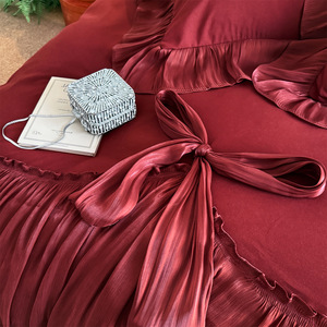 Juego de Ropa de Cama de Algodón de Cuatro Piezas con Diseño Romántico Francés de Princesa Nuo Xiao, Funda de Edredón con Encaje Retro, Ropa de Cama Premium - Product Image 4