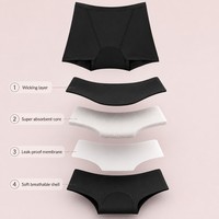Culotte menstruelle taille haute en coton, 4 couches, anti-fuite, flux abondant, lavable et réutilisable pour femme