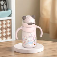 Biberon isotherme OEM ODM mignon de 400 ml en acier inoxydable à double paroi, anti-fuite, avec paille pour enfant
