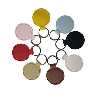 Porte-clés rond en cuir PU vierge, porte-clés personnalisé avec logo de marque, porte-clés en cuir - Product Image 2