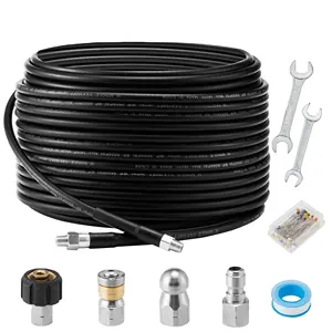 150 Ft Sewer Jetter Kit For Pressure Washer Drain Cleaning Hose Button Nose And Rotating Sewer Jetting