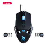 Souris de jeu T-WOLF G530 mécanique à programmation macro, 4 couleurs lumineuses, 1200-6400 DPI, 6D, en stock pour ordinateur de bureau et ordinateur portable