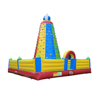 Pour lac piscine mer Aqua parc eau jouets île flottante toboggan escalade et glissement mur d'escalade gonflable avec toboggan