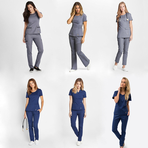 Uniforme professionnel <span class=keywords><strong>de</strong></span> beauté unisexe pour salon <span class=keywords><strong>de</strong></span> manucure et <span class=keywords><strong>de</strong></span> coiffure, 2 pièces, manches courtes, col en V, mélange <span class=keywords><strong>de</strong></span> spandex, tunique d'esthéticienne, spa - Product Image 6