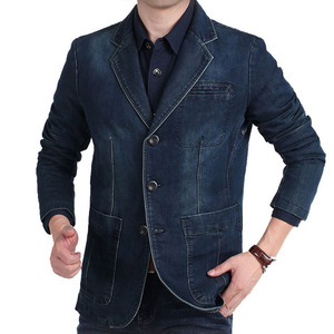 Nuevo <span class=keywords><strong>Blazer</strong></span> Vaquero para Hombre, Chaqueta de Traje Vintage de Algodón a la Moda, Talla 4XL, Abrigo Azul, Chaqueta Vaquera para Hombre, Blazers de Mezclilla Ajustados - Product Image 6