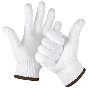 Çin toptan 10/7 ölçer güvenlik/çalışma eldiven endüstriyel/çalışma el Guantes beyaz pamuklu örme eldiven