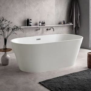 Ningjie OEM/ODM bán buôn khách sạn Trắng/Đen phòng tắm bồn tắm Acrylic bồn tắm freestanding bồn tắm cho người lớn - Product Image 2