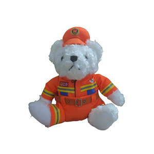 Oso de peluche bombero con uniforme naranja, recuerdo de rescate contra incendios 119, lindo animal de peluche para niños - Product Image 4