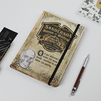 Carnet personnalisé à couverture rigide rétro artistique avec coin arrondi et marque-page rubans pour papeterie professionnelle et scolaire