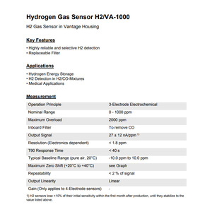 เซ็นเซอร์ตรวจจับก๊าซเมมบราพอร์ H2 รุ่น H2VA-1000 0-1000 ppm เครื่องตรวจจับแบบเคมีไฟฟ้าชนิดติดตั้งถาวรสำหรับตรวจจับไฮโดรเจน - Product Image 1