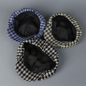 Nouvelle Arrivée Été 2025 – Chapeau Gavroche Rétro Artistique en Lin, à Carreaux Noirs et Blancs, Respirant et Tendance - Product Image 4