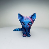 Mainan Fidget Kucing Siam 3D Print dengan Sendi Bergerak, Pereda Stres, Ornamen Meja, Figur Mainan untuk Dewasa dan Anak-anak, Hadiah