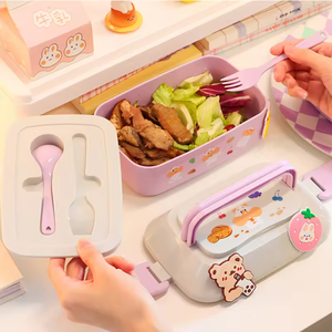 Boîte à lunch portable mignonne et <span class=keywords><strong>kawaii</strong></span> pour les filles, les écoliers, les pique-niques, boîte bento, boîte à nourriture pour micro-ondes avec compartiments, contenants de rangement - Product Image 4