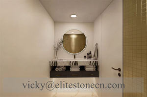 Lavabo Doble de Diseño Moderno Panda Blanco de Mármol Sólido para Hoteles, Mueble de Baño de Piedra Natural con Tazón Acanalado - Product Image 3