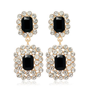 Intramontabile Glamour pieno di strass a goccia lunga ciondola da ballo con strass in zircone quadrato grande audaci accessori geometrici per donna - Product Image 2