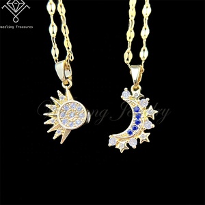 Collana Magnetica <span class=keywords><strong>Sole</strong></span> e Luna CX004 di Wantong Jewelry, Placcata in <span class=keywords><strong>Oro</strong></span> 18K, alla Moda per Coppie, Catene Eleganti con Ciondolo - Product Image 2