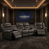 Ensemble de canapés inclinables de cinéma contemporains en cuir véritable de luxe, sectionnel électrique, mobilier de cinéma maison