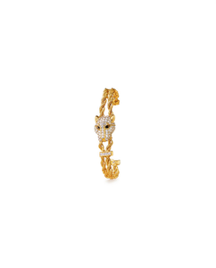 Bracciale con Testa di Animale Placcato Oro 24K con Cristalli e Strass, Gioiello di Lusso da Donna per Uso Quotidiano - Product Image 1