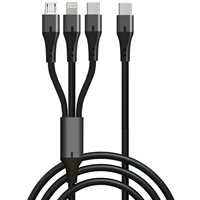 A-bst kabel pengisi daya 3 in 1, kabel pengisian daya Cepat 60W kepang nilon elastis untuk ponsel cekung 20V 3A PD