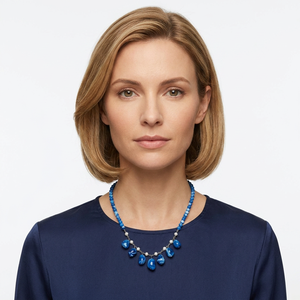 Collar de mujer Ai-Indigo con conchas teñidas, estilo alfa, decorativo, informal, color azul vibrante, venta al por mayor - Product Image 3