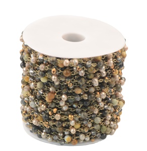 Yiwu-Conjunto de cuentas de cristal Y piedra, 6x8mm, hecho a mano, personalizado, cadena para D I Y joyería - Product Image 1