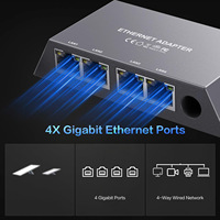 Adaptador Ethernet Gigabit de 4 Puertos Full-Duplex con Soporte VLAN, Expansor de Puertos RJ45 Starlink Mini de 1000Mbps, Diseño Mini que Ahorra Espacio
