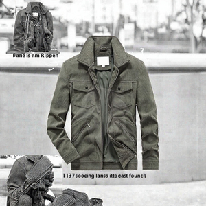 Chaqueta de pana para hombre con cuello alto, cierre de cremallera, ropa de trabajo informal, múltiples bolsillos, ropa exterior de estilo urbano, servicio OEM. - Product Image 3