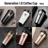 Mug baja tahan karat cangkir kantor gaya Amerika Mug kopi bepergian baja tahan karat dengan tutup Ember kontrol suhu cangkir pintar