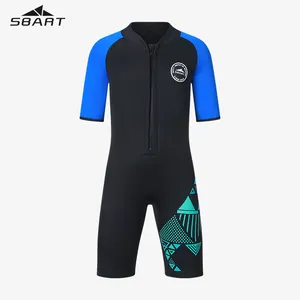 SBART Factory Wholesale Kids Short Sleeve Wetsuit Front Zipper Full Body Rafting Surfing Suit For Boys Girls Beachwear