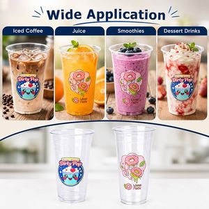 Gobelets jetables en plastique PET transparents de 18 oz, imprimés sur mesure, pour boissons froides, impression numérique, pour bubble tea, jus, emballage à emporter pour les magasins - Product Image 2