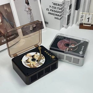 Retro Portable CD Player Transparent Dust Cover Built In Stereo <b>Speaker</b> Support CD <b>MP3</b> USB FM Radio Home Desktop Music Decor - Product Image 5