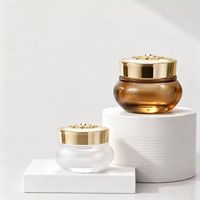 Pot cosmétique en verre avec couvercle rose doré, vide, pour crème visage, emballage pour soins de la peau