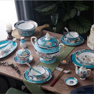 Vente en gros de 68 pièces à la mode chinois classique oiseau porte-bonheur salon décors pour la maison ensembles de vaisselle en porcelaine - Product Image 3