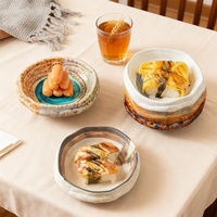 Plat en céramique vintage créatif de 5 pouces, peint à la main, irrégulier, pour la cuisine, les assaisonnements, la vaisselle, les plats à condiments, les plats de service, les assiettes à dîner