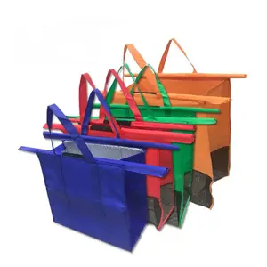 Custom Logo Heavy Duty Shopping Tote Bag Mesh and Cooler Laminated Reusable Eco Shopping Bag