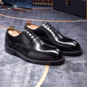 Zapatos de Tacón Alto con Cordones de Otoño Personalizados, de Cuero Pulido Brillante, de Piel de Vaca Genuina Repujada, Tacón de Bloque, Ligeros y de Suela Gruesa - Product Image 4