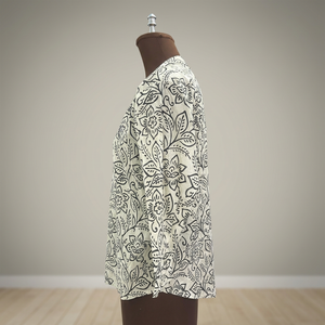 Blusa de Popelina 100% Algodón con Estampado Floral Vintage para Mujer, Manga Tres Cuartos, Cuello en V, Botones, Formal, Transpirable, Sencilla, Primavera Verano - Product Image 3