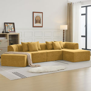 Últimos Productos al por Mayor: Sofá en Forma de L Reclinable Tapizado en Terciopelo Mocha, Diseño Moderno, Envasado al Vacío, Muestra de Esponja - Product Image 2