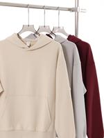 Sweat-shirt à capuche à épaules tombantes, Hoodie uni sans cordon pour le streetwear, Vêtements personnalisés en gros