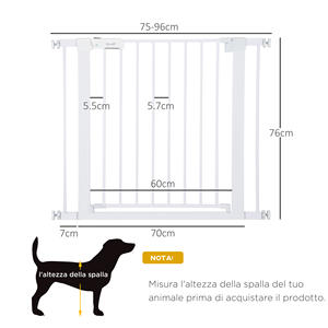 PawHut Barrière de sécurité pour chien, ajustement à la pression, largeur réglable 75-96cm - Product Image 3
