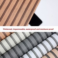 Papier Peint Auto-Adhésif Imitation Bois à Rayures, Anti-Salissure, Imperméable, Résistant à l'Humidité, Style Chinois pour Bureau et Salle de Thé