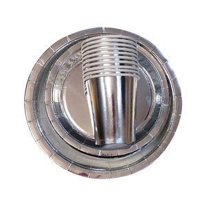 ชุดจานชามกระดาษสีเงินแบบใช้แล้วทิ้ง DAMAI พร้อมผ้าเช็ดปาก สำหรับตกแต่งงานปาร์ตี้วันเกิด - Product Image 3