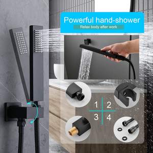 Rubinetti termostatici neri 4 vie corpo in ottone sistema doccia a getto da 16 pollici palmare a soffitto Set da bagno termostatico - Product Image 6