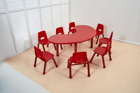 Table en plastique demi-lune pour enfants, table d'activités pour la maternelle, tables et chaises réglables pour enfants pour l'éducation préscolaire