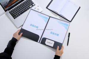 Custom A4 Presentation <strong>Folders</strong> with Business Card Slot <strong>Two</strong> <strong>Pockets</strong> Waterproof Coated Paper China Manufacture for Flyers <strong>Printing</strong> - Product Image 4