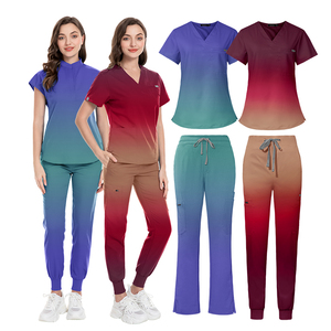 2024 Écologique Recycler TRS Extensible Étanche Multiple Gradient Rampe Couleur pour Femmes Uniforme Médical Femmes Scrub Uniformes - Product Image 4