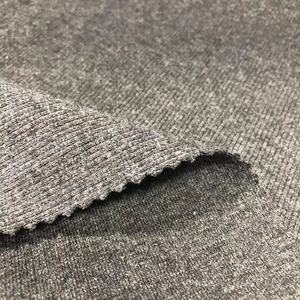 Tela de Punto para Prendas, 57% Algodón, 38% Poliéster, 5% Elastano, Elástica, Gris Oscuro Melange, CVC, Tela de Canalé para Cuellos y Puños de Ropa - Product Image 3