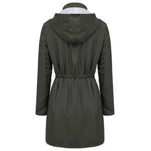 Outdoor Abbigliamento Casual Vita Con Coulisse Donne Cappotto Con Cappuccio <span class=keywords><strong>Impermeabile</strong></span> Vento Cappotto di Polvere - Product Image 2