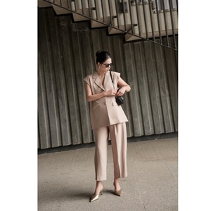 Woolen Tapered Elastic Waist 78% Polyester 18% Rayon 4% Spandex <b>Summer</b> Anti-Wrinkle Mid Vietnam Women's <b>Pants</b> & Trousers - Product Image 1